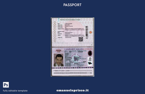 modello presente di passaporto E del Bangladesh in stile verificato